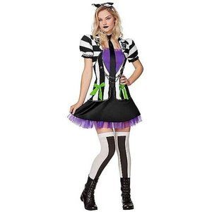 Spirit Halloween Beetle juice  Costume Women’s Size M 8/10 dress head band pins.